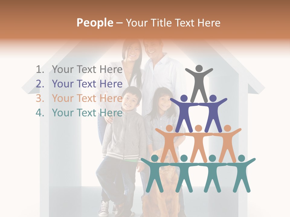 A Family Standing In Front Of A House With A Dog PowerPoint Template