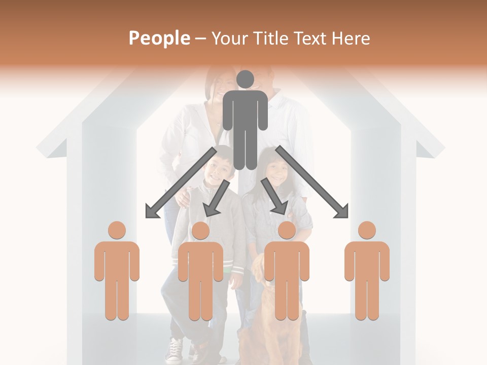 A Family Standing In Front Of A House With A Dog PowerPoint Template