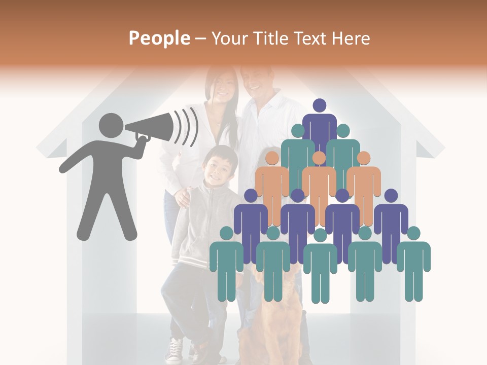 A Family Standing In Front Of A House With A Dog PowerPoint Template