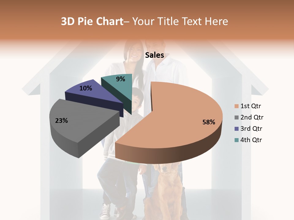 A Family Standing In Front Of A House With A Dog PowerPoint Template