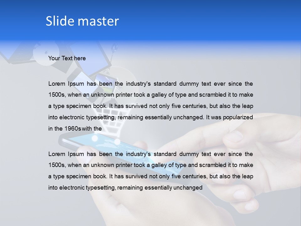 A Person Holding A Cell Phone With A Shopping Cart Coming Out Of It PowerPoint Template