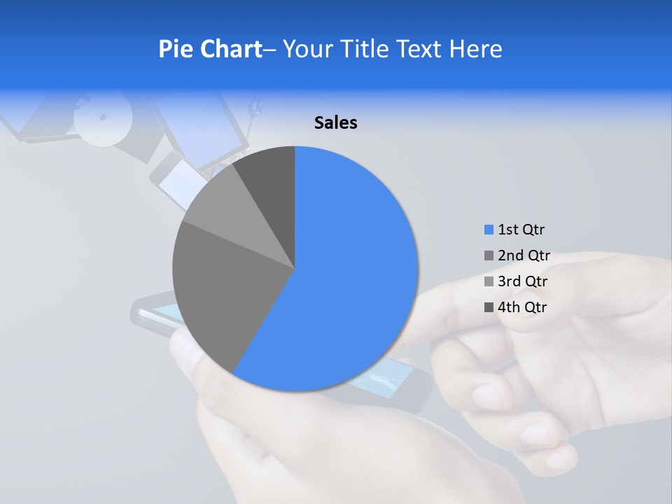 A Person Holding A Cell Phone With A Shopping Cart Coming Out Of It PowerPoint Template