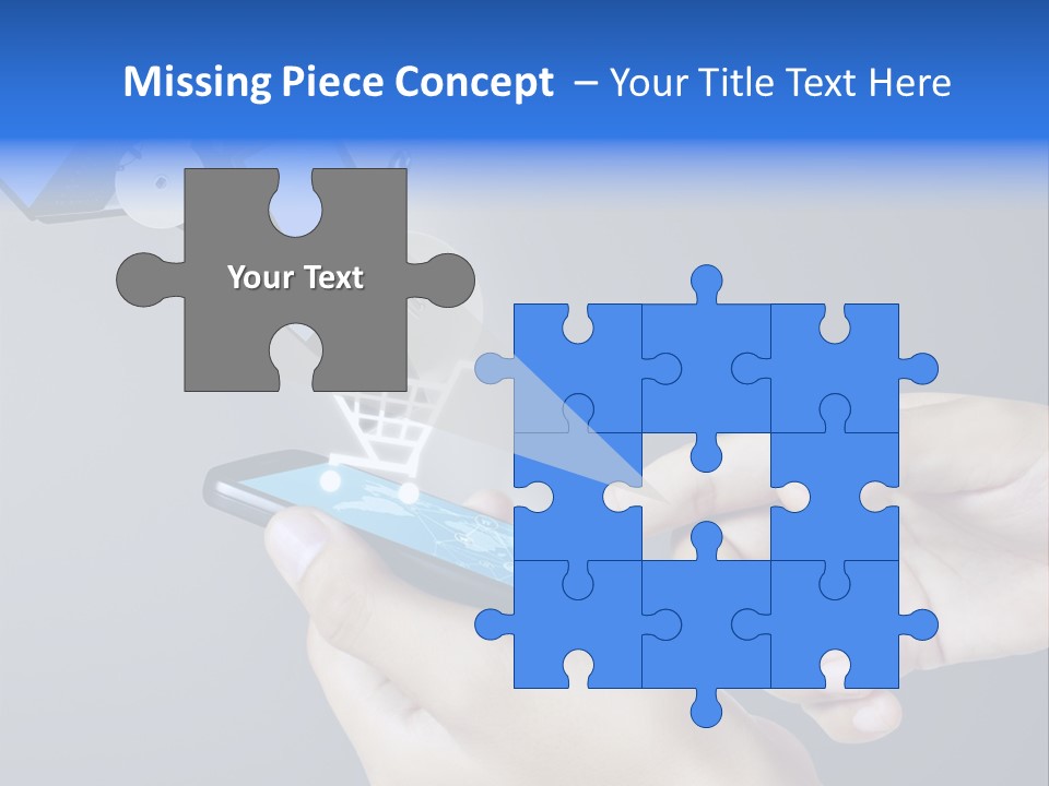 A Person Holding A Cell Phone With A Shopping Cart Coming Out Of It PowerPoint Template