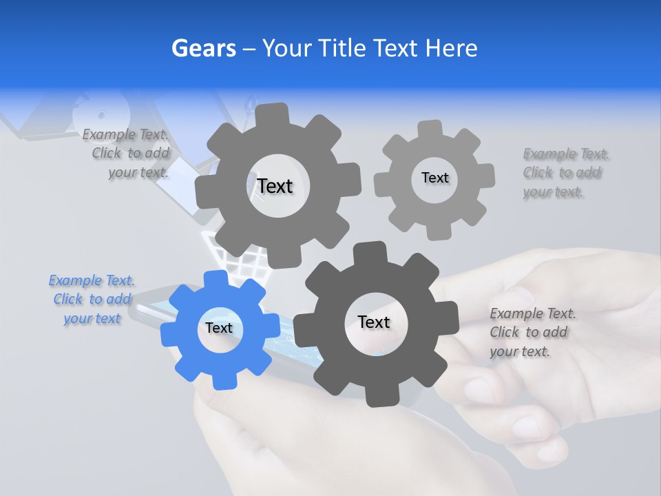 A Person Holding A Cell Phone With A Shopping Cart Coming Out Of It PowerPoint Template