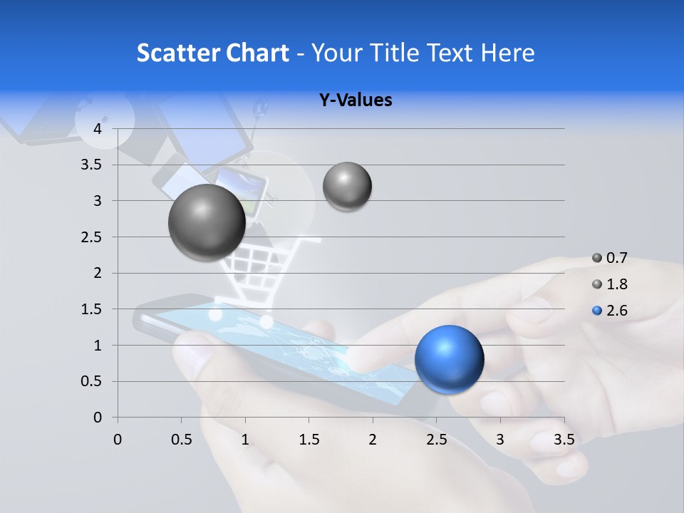 A Person Holding A Cell Phone With A Shopping Cart Coming Out Of It PowerPoint Template