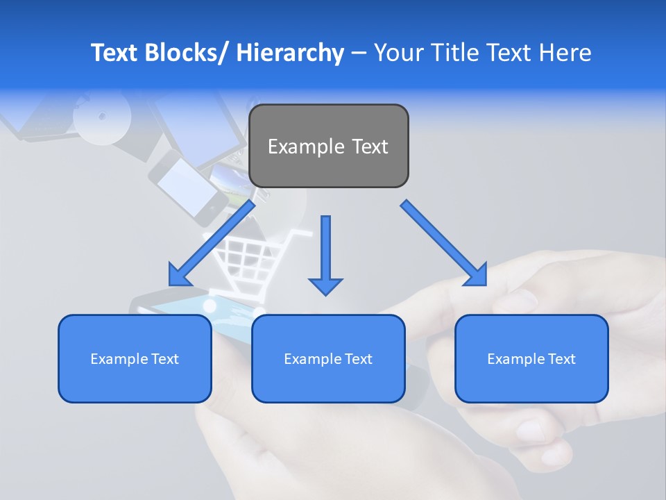 A Person Holding A Cell Phone With A Shopping Cart Coming Out Of It PowerPoint Template