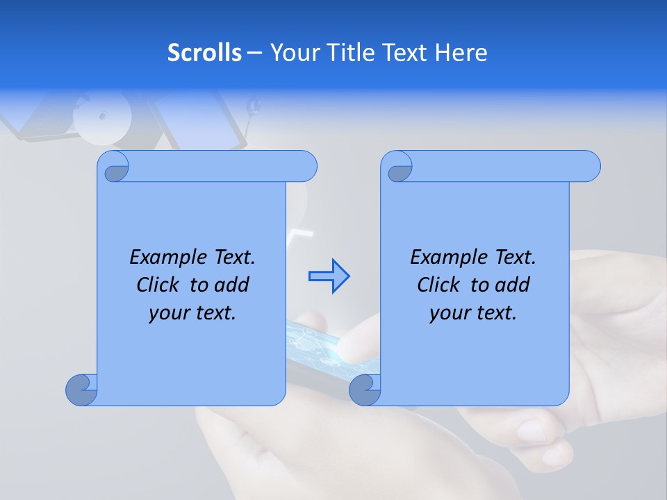 A Person Holding A Cell Phone With A Shopping Cart Coming Out Of It PowerPoint Template