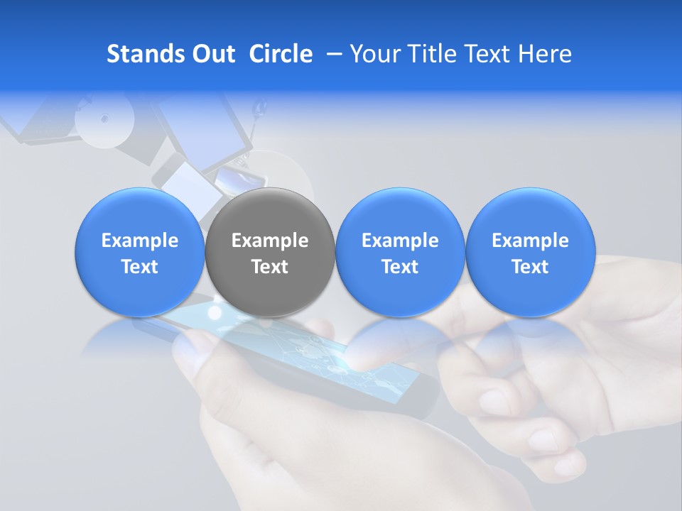 A Person Holding A Cell Phone With A Shopping Cart Coming Out Of It PowerPoint Template