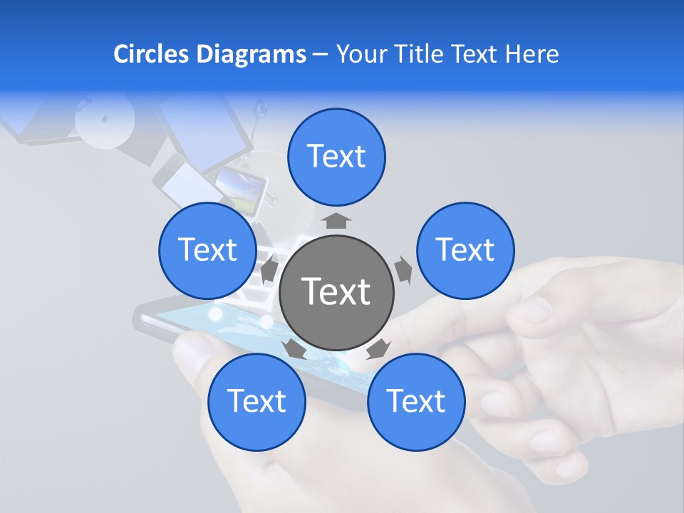 A Person Holding A Cell Phone With A Shopping Cart Coming Out Of It PowerPoint Template