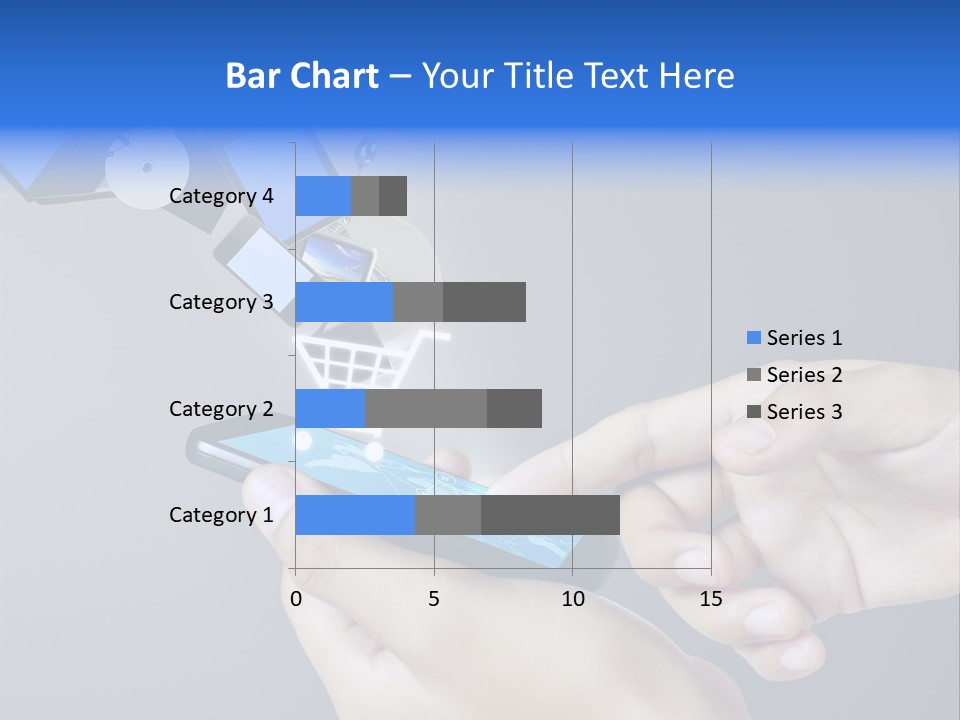A Person Holding A Cell Phone With A Shopping Cart Coming Out Of It PowerPoint Template