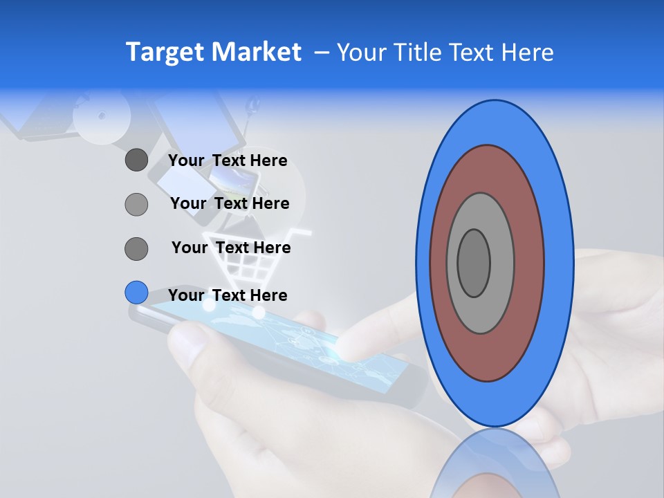 A Person Holding A Cell Phone With A Shopping Cart Coming Out Of It PowerPoint Template