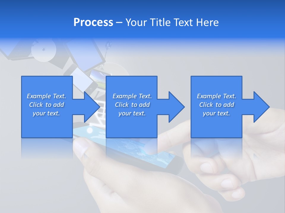 A Person Holding A Cell Phone With A Shopping Cart Coming Out Of It PowerPoint Template