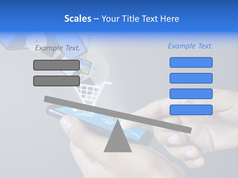 A Person Holding A Cell Phone With A Shopping Cart Coming Out Of It PowerPoint Template