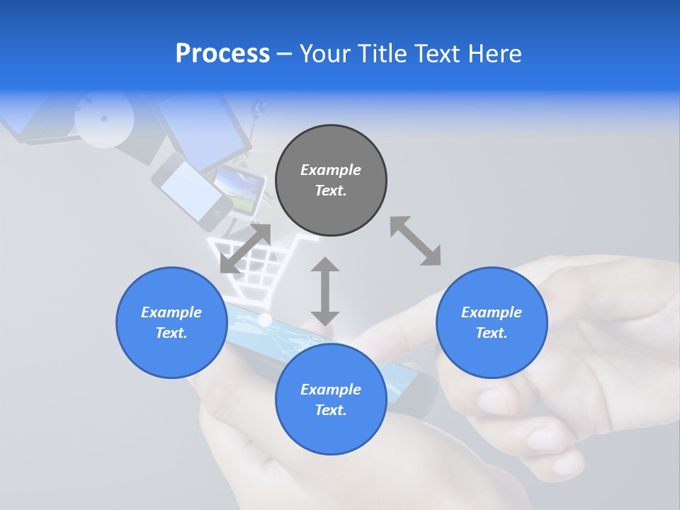 A Person Holding A Cell Phone With A Shopping Cart Coming Out Of It PowerPoint Template