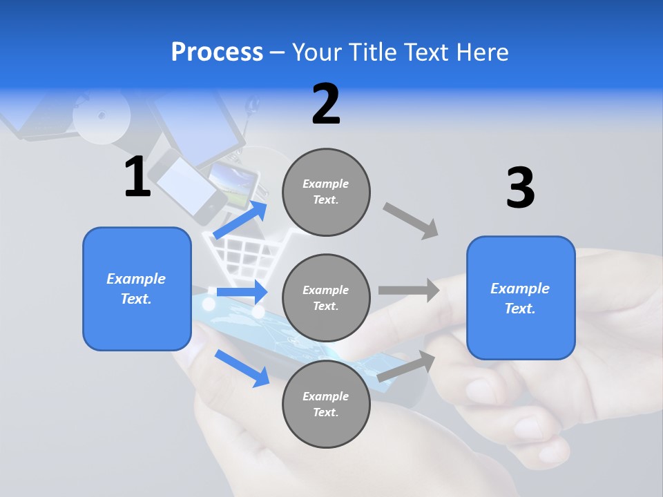 A Person Holding A Cell Phone With A Shopping Cart Coming Out Of It PowerPoint Template