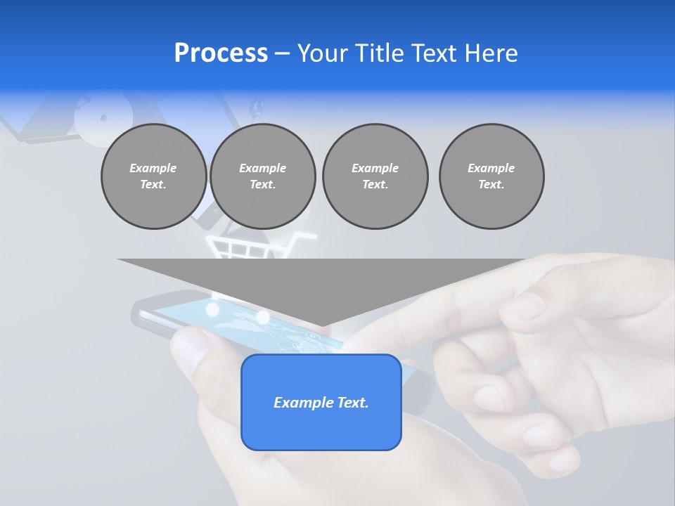 A Person Holding A Cell Phone With A Shopping Cart Coming Out Of It PowerPoint Template