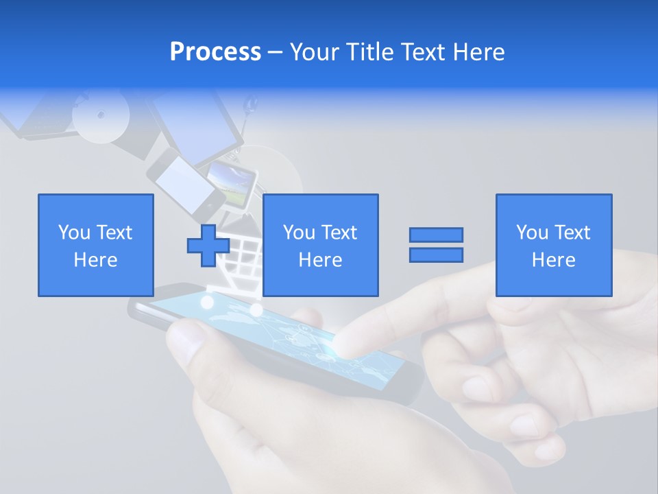 A Person Holding A Cell Phone With A Shopping Cart Coming Out Of It PowerPoint Template