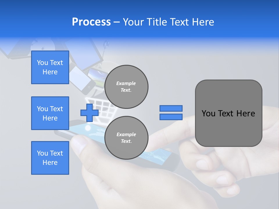 A Person Holding A Cell Phone With A Shopping Cart Coming Out Of It PowerPoint Template