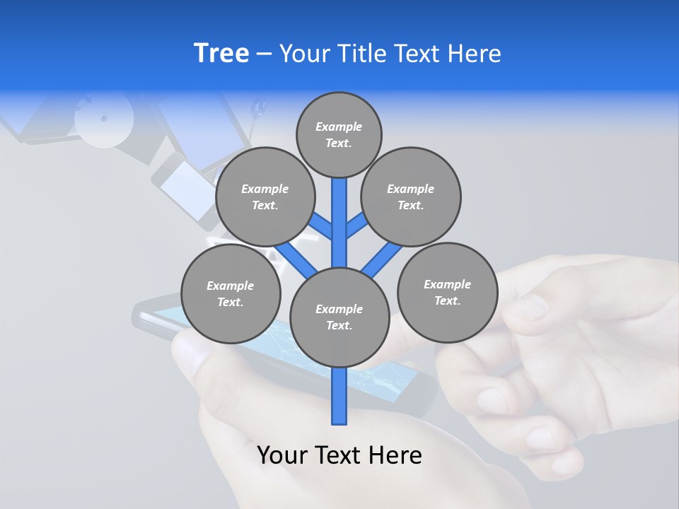 A Person Holding A Cell Phone With A Shopping Cart Coming Out Of It PowerPoint Template