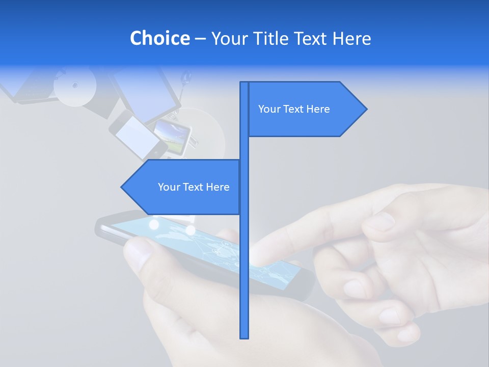 A Person Holding A Cell Phone With A Shopping Cart Coming Out Of It PowerPoint Template