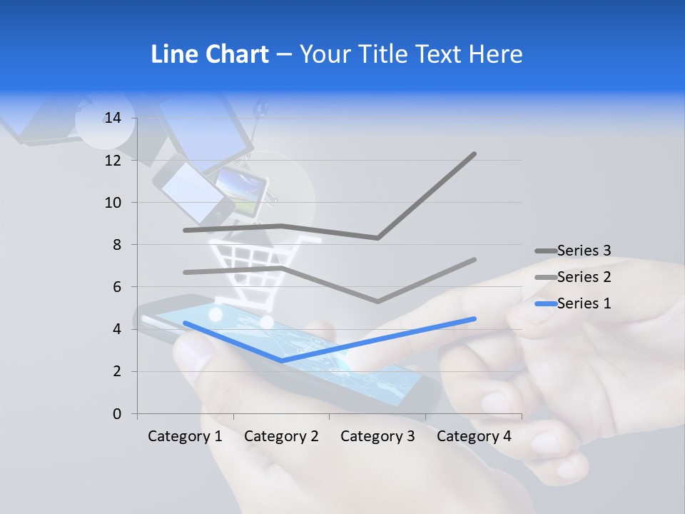 A Person Holding A Cell Phone With A Shopping Cart Coming Out Of It PowerPoint Template