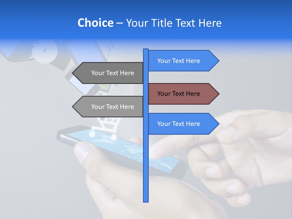 A Person Holding A Cell Phone With A Shopping Cart Coming Out Of It PowerPoint Template