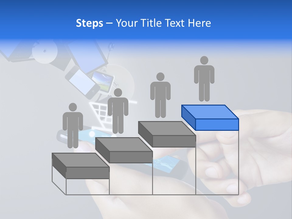 A Person Holding A Cell Phone With A Shopping Cart Coming Out Of It PowerPoint Template