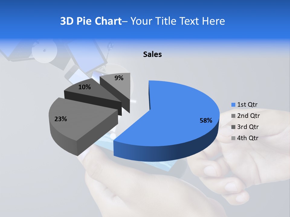 A Person Holding A Cell Phone With A Shopping Cart Coming Out Of It PowerPoint Template
