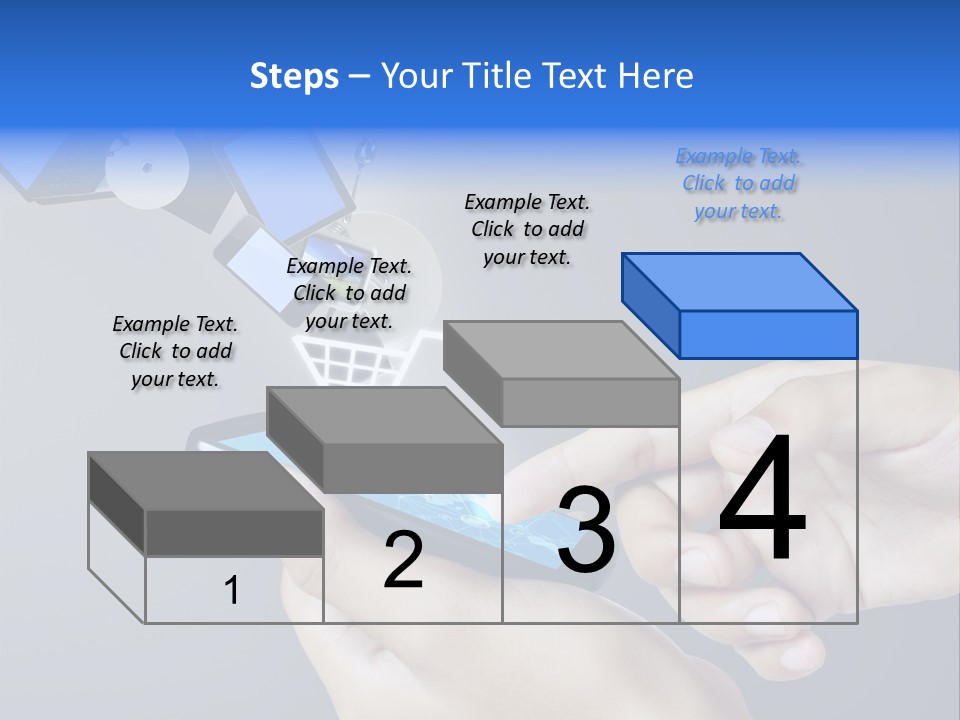 A Person Holding A Cell Phone With A Shopping Cart Coming Out Of It PowerPoint Template