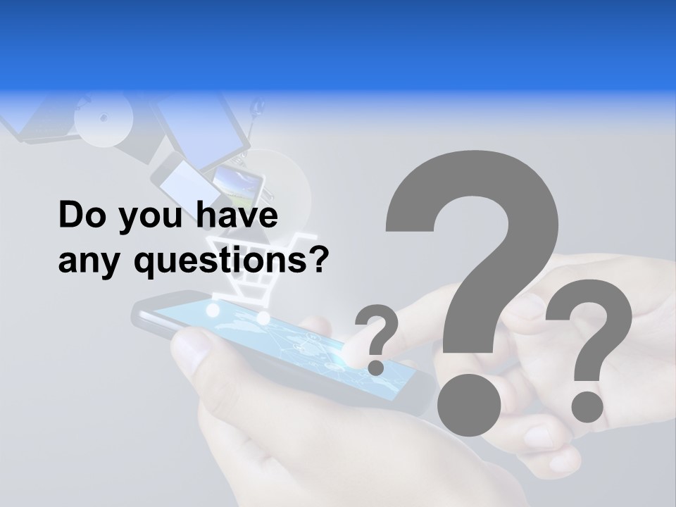 A Person Holding A Cell Phone With A Shopping Cart Coming Out Of It PowerPoint Template