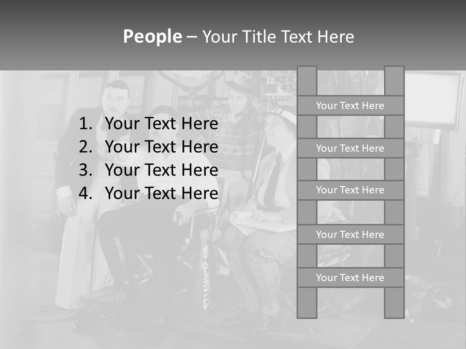 A Group Of People Sitting Around Each Other PowerPoint Template