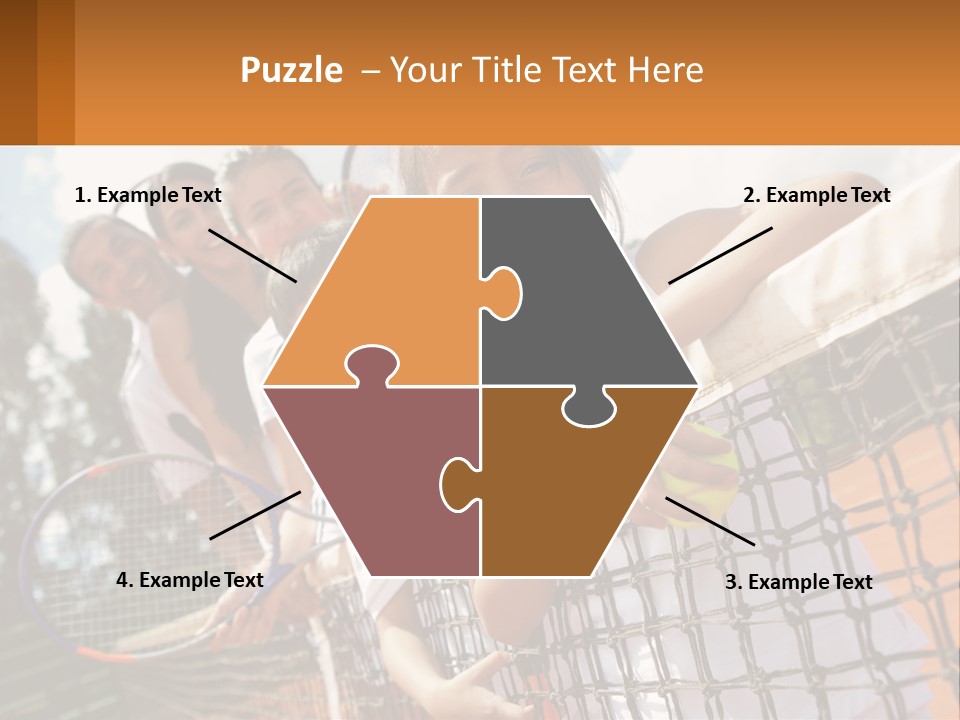 A Group Of Children Holding Tennis Rackets On A Tennis Court PowerPoint Template