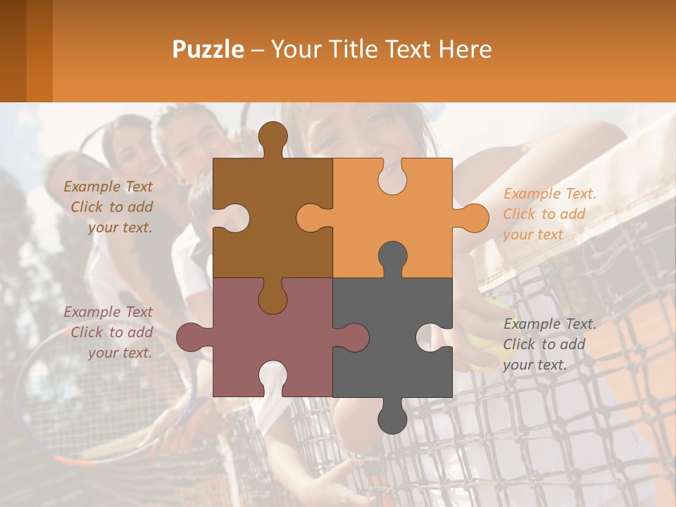 A Group Of Children Holding Tennis Rackets On A Tennis Court PowerPoint Template