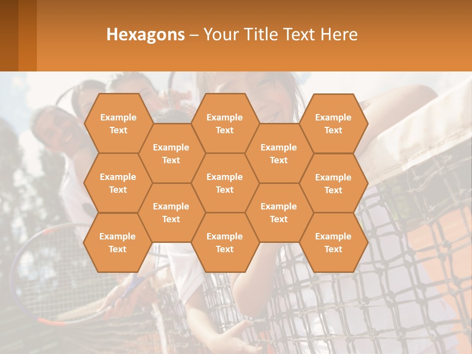 A Group Of Children Holding Tennis Rackets On A Tennis Court PowerPoint Template