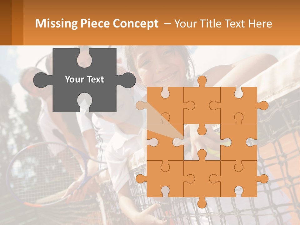 A Group Of Children Holding Tennis Rackets On A Tennis Court PowerPoint Template