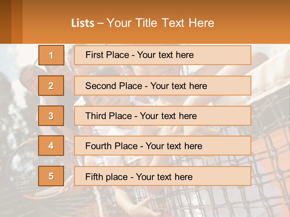A Group Of Children Holding Tennis Rackets On A Tennis Court PowerPoint Template