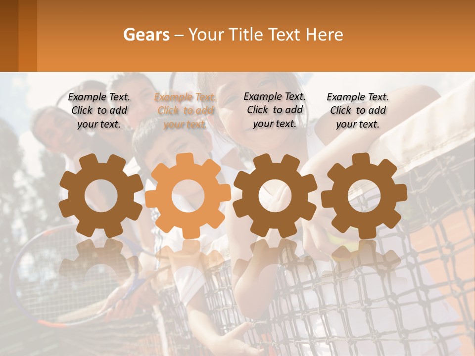 A Group Of Children Holding Tennis Rackets On A Tennis Court PowerPoint Template