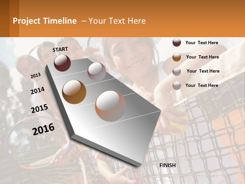A Group Of Children Holding Tennis Rackets On A Tennis Court PowerPoint Template