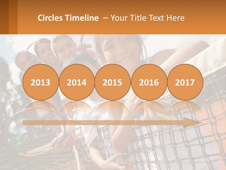 A Group Of Children Holding Tennis Rackets On A Tennis Court PowerPoint Template