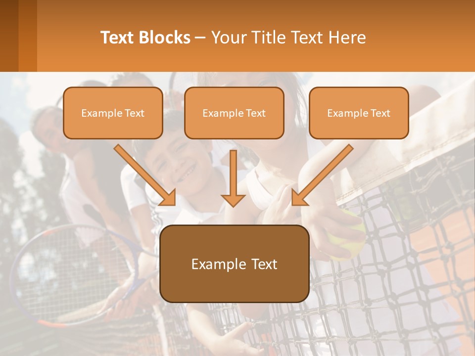 A Group Of Children Holding Tennis Rackets On A Tennis Court PowerPoint Template