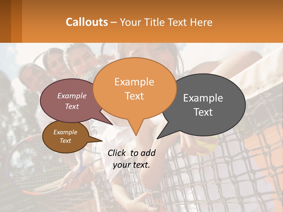A Group Of Children Holding Tennis Rackets On A Tennis Court PowerPoint Template