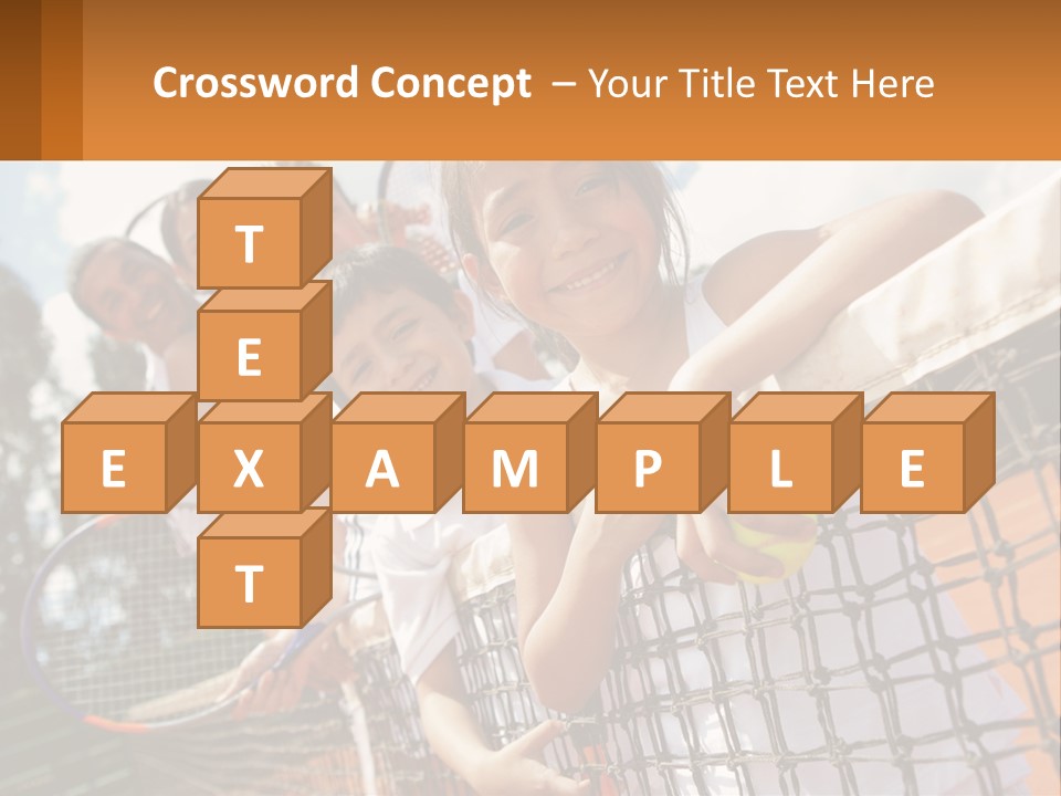 A Group Of Children Holding Tennis Rackets On A Tennis Court PowerPoint Template