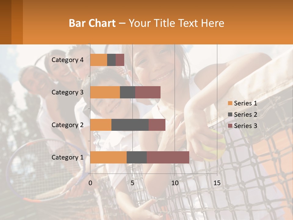 A Group Of Children Holding Tennis Rackets On A Tennis Court PowerPoint Template