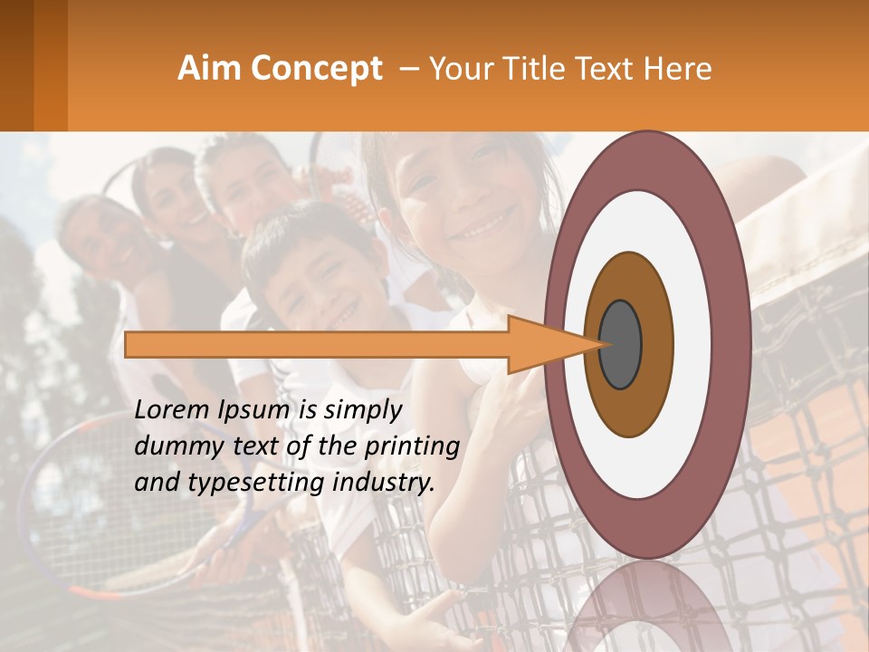 A Group Of Children Holding Tennis Rackets On A Tennis Court PowerPoint Template