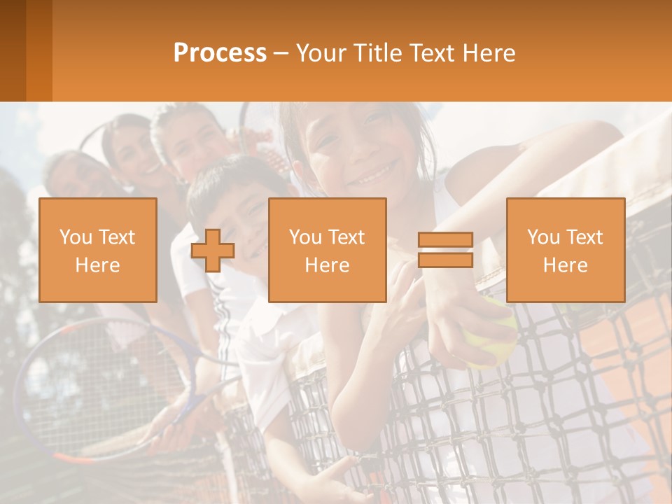 A Group Of Children Holding Tennis Rackets On A Tennis Court PowerPoint Template
