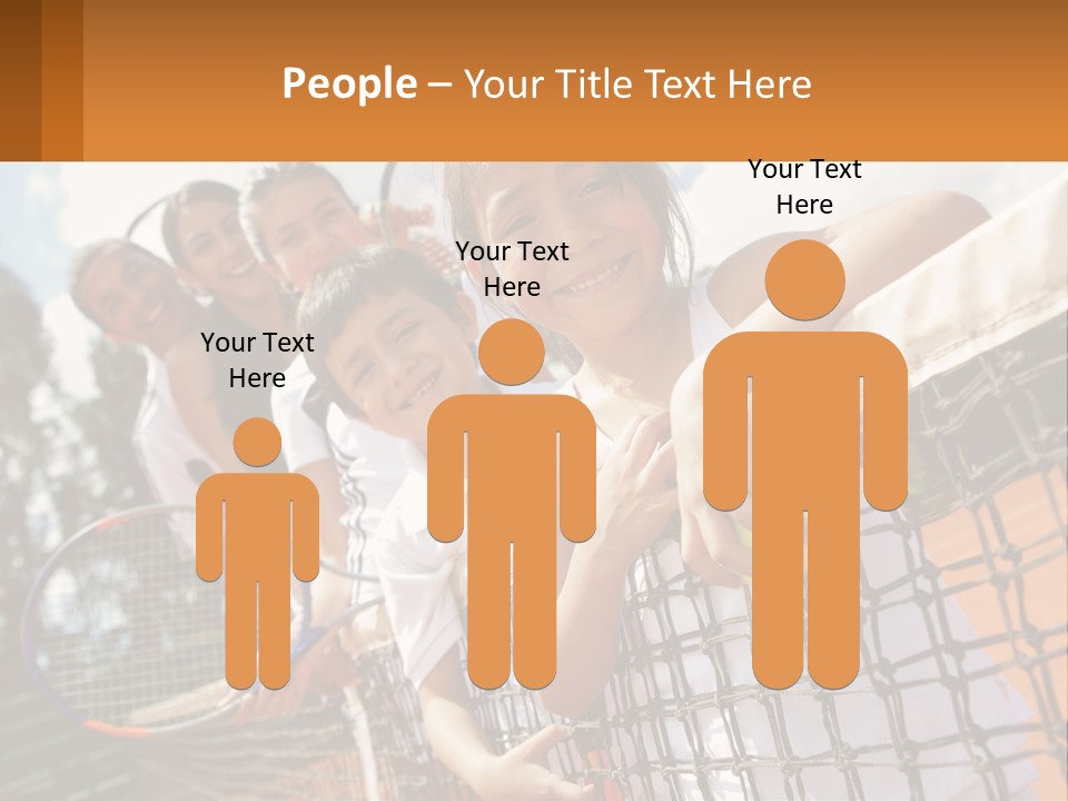 A Group Of Children Holding Tennis Rackets On A Tennis Court PowerPoint Template