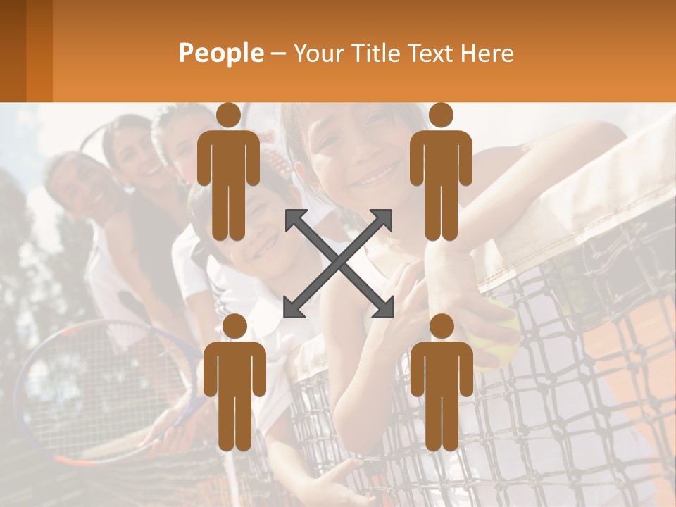 A Group Of Children Holding Tennis Rackets On A Tennis Court PowerPoint Template