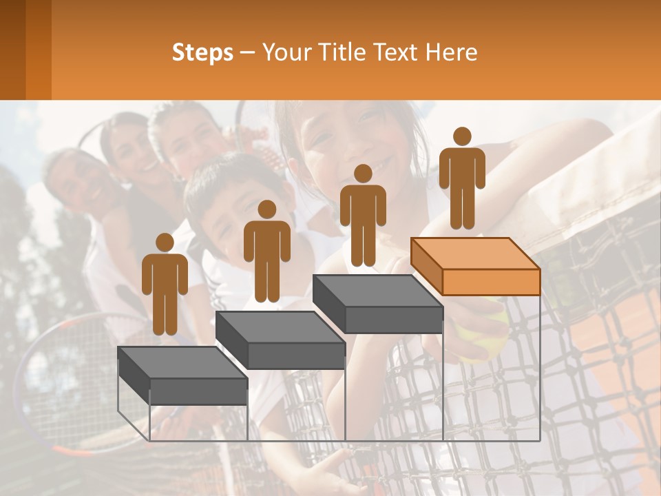 A Group Of Children Holding Tennis Rackets On A Tennis Court PowerPoint Template