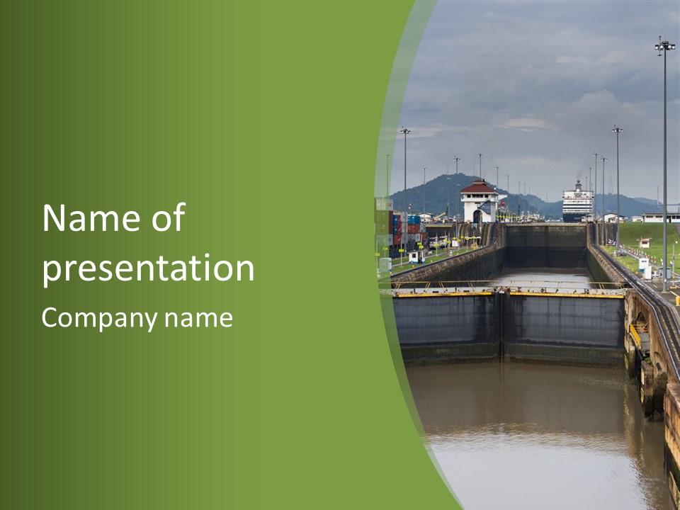 A Large Body Of Water With A Bridge In The Middle Of It PowerPoint Template