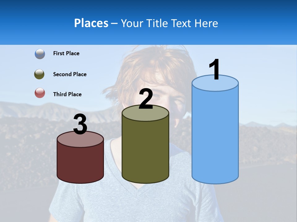 A Young Boy Standing In Front Of A Mountain PowerPoint Template